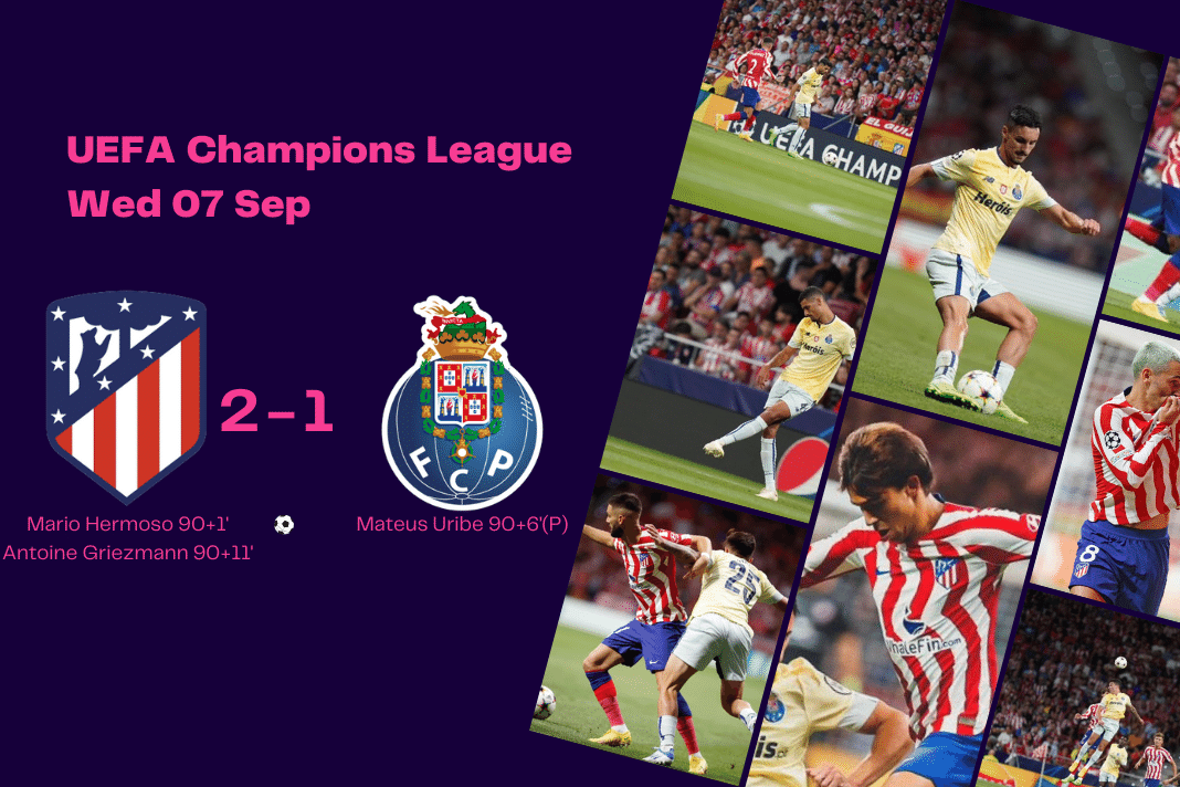 UEFA Champions League 2022/23: Atletico Madrid vs Porto - data viz, stats and insights