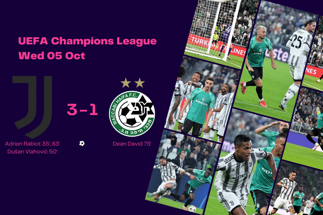 UEFA Champions League 2022/23: Juventus vs Maccabi Haifa - data viz, stats and insights