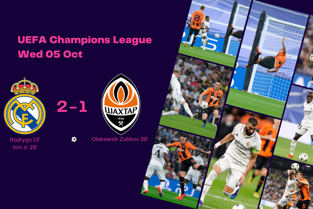 UEFA Champions League 2022/23: Real Madrid vs Shakhtar - data viz, stats and insights