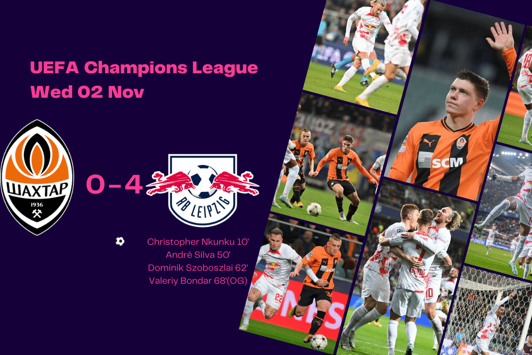 UEFA Champions League 2022/23: Shakhtar vs Leipzig - data viz, stats and insights