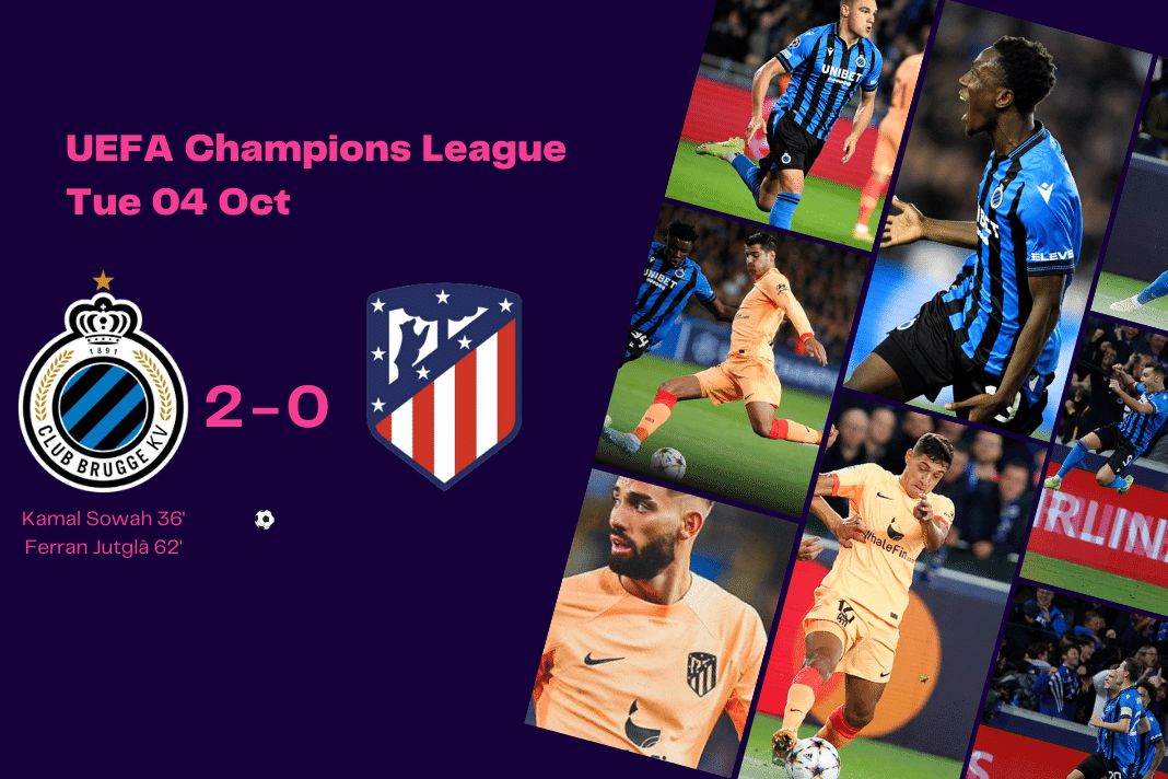 UEFA Champions League 2022/23: Club Brugge vs Atletico Madrid - data viz, stats and insights