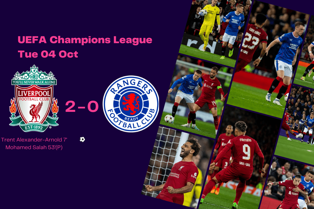 UEFA Champions League 2022/23: Liverpool vs Rangers - data viz, stats and insights