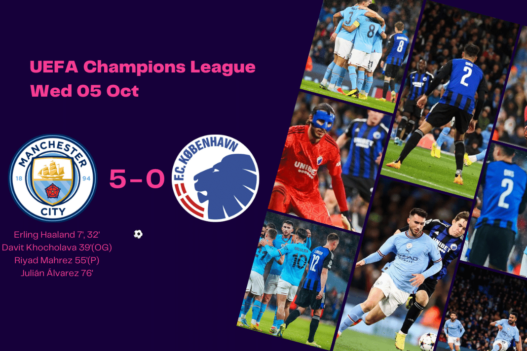 UEFA Champions League 2022/23: Manchester City vs Copenhagen - data viz, stats and insights