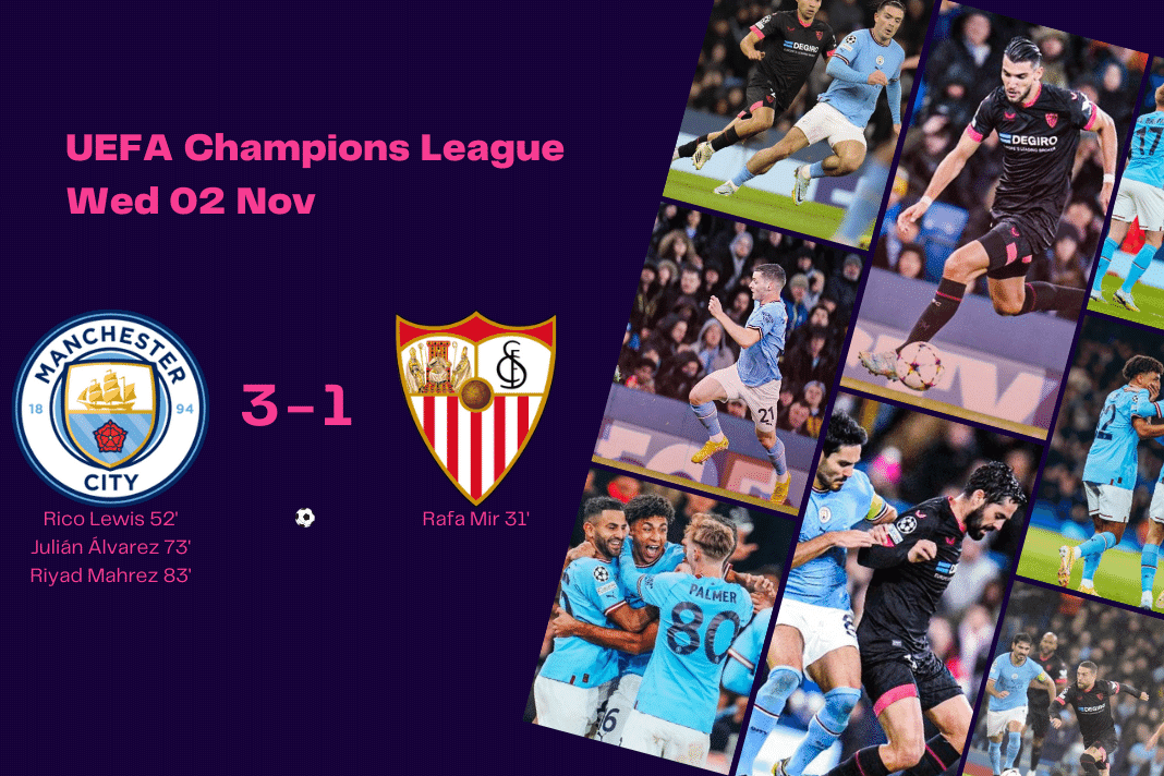 UEFA Champions League 2022/23: Manchester City vs Sevilla - data viz, stats and insights