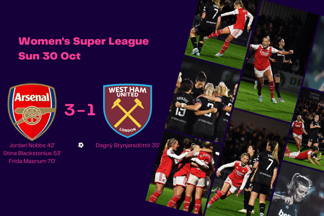 Women's Super League 2022/23: Arsenal vs West Ham United - data viz, stats and insights