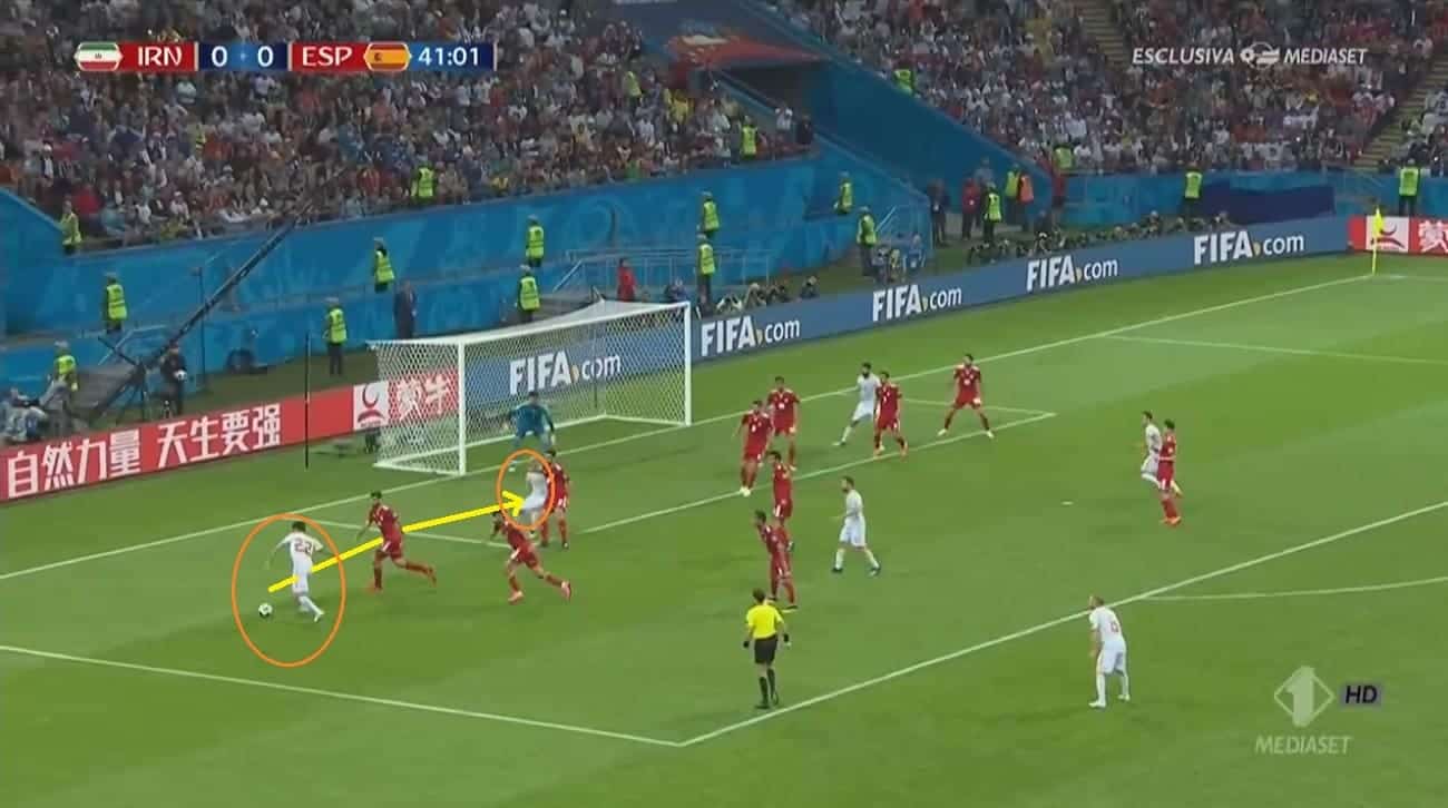 Isco's dangerous pass from wide to Silva. Yet the latter lost the ball while positioning himself to the finish.