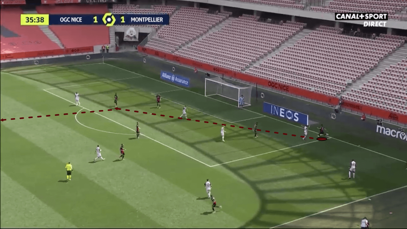 William Saliba at Nice 2020/21 scout report - tactical analysis - tactics