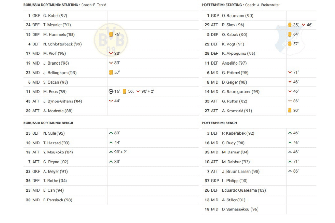 Bundesliga 2022/23: Borussia Dortmund vs Hoffenheim - data viz, stats and insights