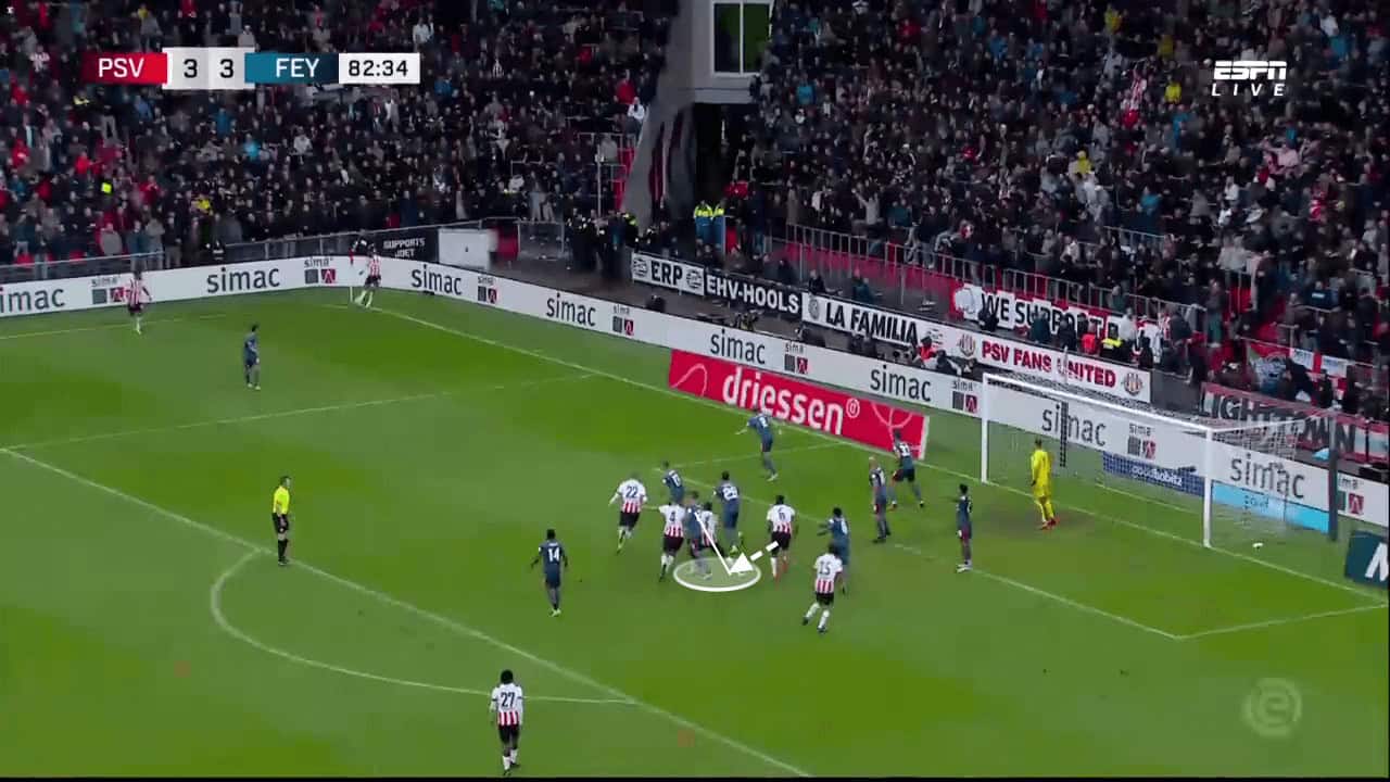 PSV Eindhoven's variations of screens from corners - set-piece analysis