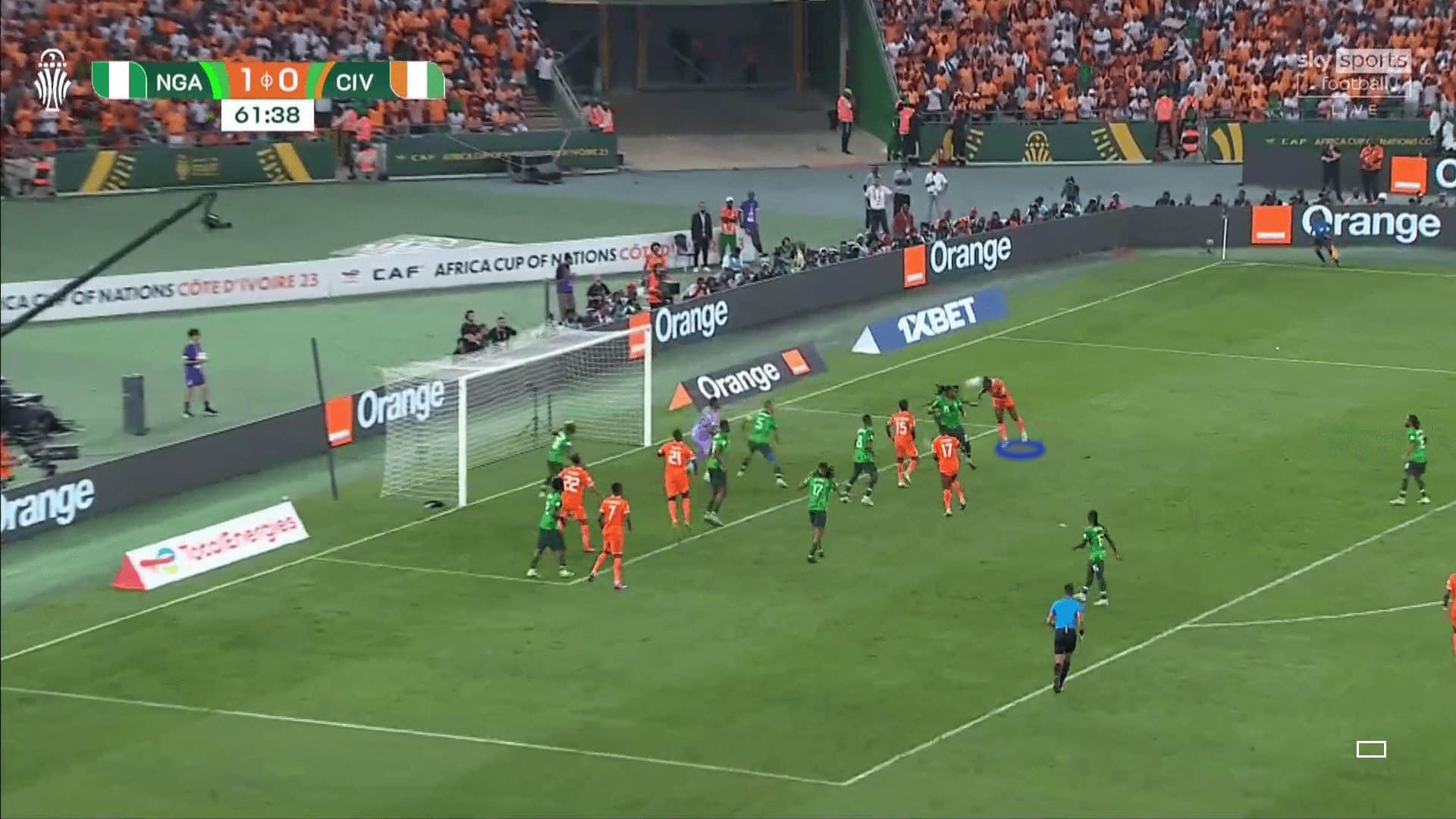 Ivory Coast in possession vs Nigeria out of possession 